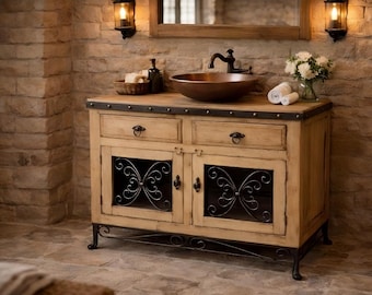Luxury Rustic Bathroom Vanity 36” | Solid Wood Farmhouse Cabinet | Handcrafted Estate Bathroom Vanity