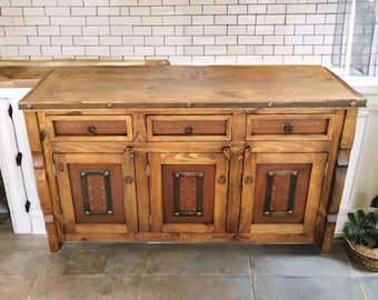 The Santa Fe – Solid Wood Sideboard | Handcrafted Rustic Iron Buffet Cabinet |Console |Custom Made | 60"