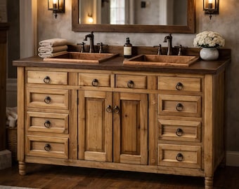 Two Matching Custom Handmade Rustic Bathroom Vanities – Built To Your Specifications