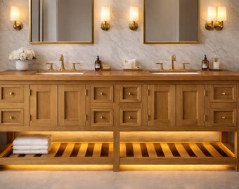 LUXURY Handmade 72" Rustic Solid Wood Double Sink Bathroom Vanity