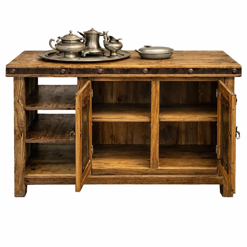 Handcrafted Rustic Solid Wood Kitchen Island | Farmhouse Custom Cabinet ...
