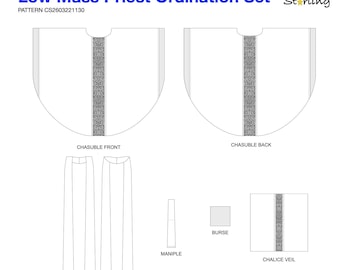 Priest Ordination Set Patterns - Low Mass Set (Chasuble, Stole, Burse, Chalice Veil, Maniple) for experienced sewists only (download)
