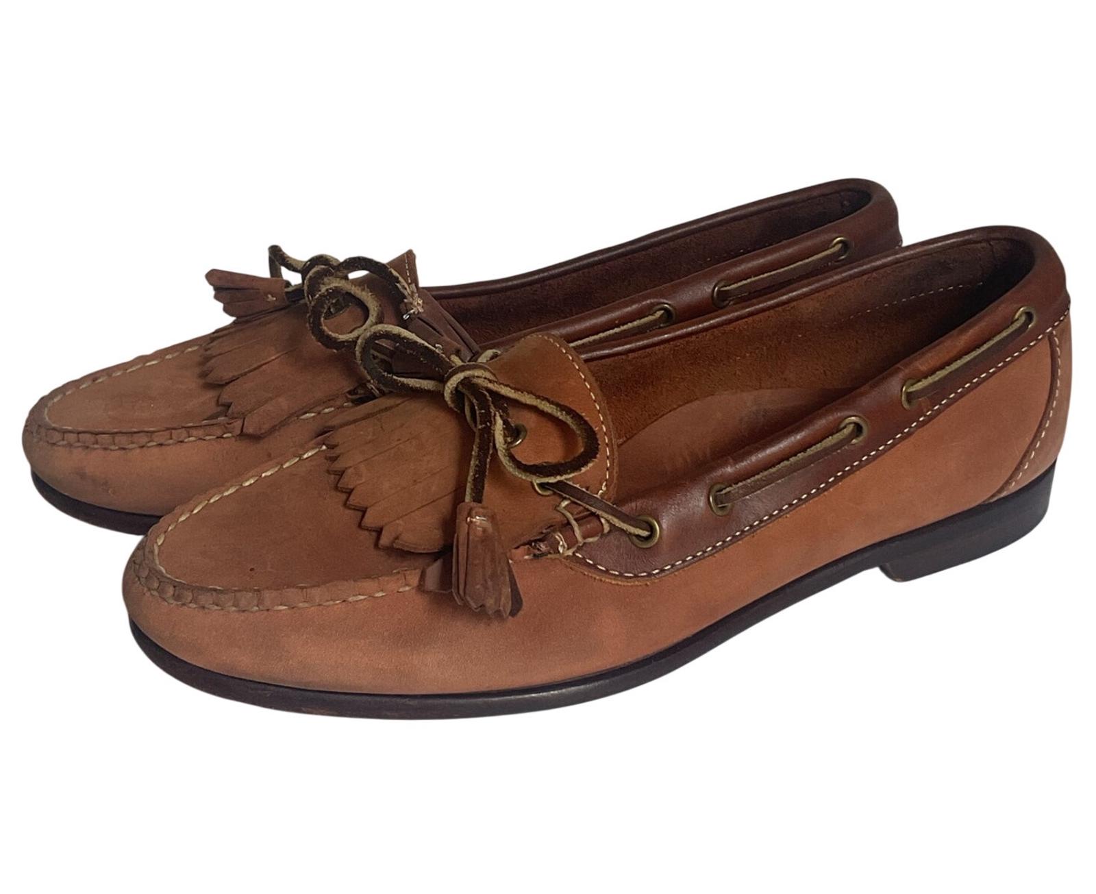 SAS Genuine Handsewn Loafers Mens Size 10.5N Brown Leather Tasseled Kiltie Womens Kiltie Loafers - Etsy main image 2