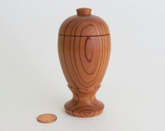 Redwood, #1458 Lathe-turned Miniature Lidded Vessel