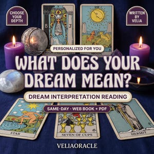 Drömtydningsläsning, vad min dröm betyder, drömbetydelsesanalys, psykisk tarotläsning samma dag, personlig webbbok och PDF