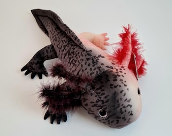 Chimera Axolotl Plush – Handmade Realistic Creature, Original Art Plush, Unique Collectible