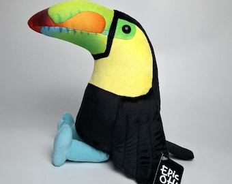 Handmade Plush Toucan: Colorful Tropical Bird Stuffed Animal - 10.6"