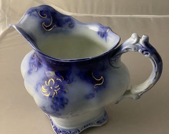16 Oz. CREAMER, Ormonde Flow Blue (Scalloped & Embossed) by Alfred Meade