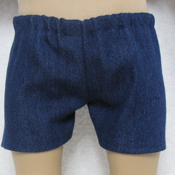 18 Inch Doll Dark Blue Jean Shorts Denim with Elastic Waist Handmade