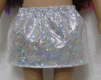 18 Inch Doll White Metallic Spandex Skirt