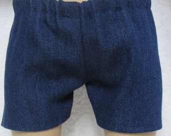 18 Inch Doll Dark Blue Jean Shorts Denim with Elastic Waist Handmade