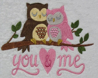 Embroidered Owls for your Valentine 16 X 28 Plush Towel