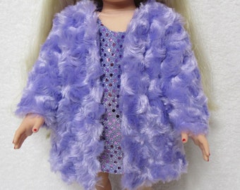 18 Inch Doll Lavender Light Purple Long Faux Fur Coat Looks Like Taylor Swift Coat on Her Eras Tour