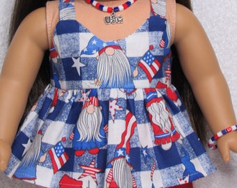 18 Inch Doll Gnome Red White Blue Fabric Camisole Top