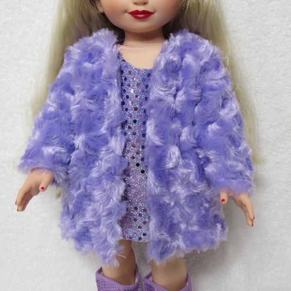 18 Inch Doll Lavender Light Purple Long Faux Fur Coat Looks Like Taylor Swift Coat on Her Eras Tour