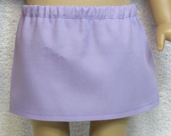 18 Inch Doll Lavender Light Purple Twill Cotton Skirt with Elastic Waist