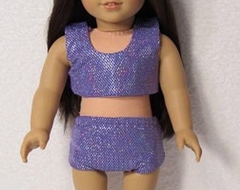 18 Inch Doll Purple with Sparkle 2 Piece Swimsuit