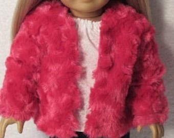 18 Inch Doll Hot Pink Faux  Fur Coat all Lined Handmade