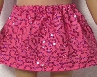 18 Inch Hot Pink Sparkle Spandex Skirt with Small Sequin Elastic Waist Handmade