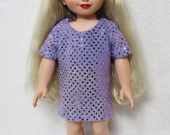 18 Inch Doll Purple Sequins Short Sleeve Above the Knee Dress Looks Like Taylor Swift Dress