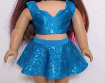18 Inch doll Aqua 3 Piece Dance Outfit