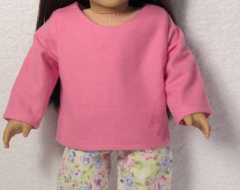 18 Inch Doll Pink and Yellow Flannel Print Pajamas