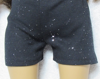 18 Inch Doll Black Jersey with Sparkles Shorts with Elastic Waist Handmade