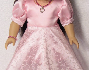 18 Inch Doll Pink Glitter Flair Dress with Sleeves