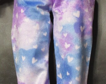 18 Inch Doll Blue and Purple with Hearts Minky Pants