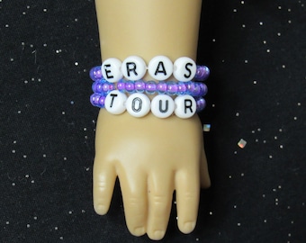 18 Inch Doll Jewelry Pink and Purple Glass Beads Reads Eras Tour Three Strands Bracelet