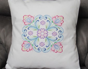 Embroidered Multi Color Medallion Style 18X18 Pillow Cover