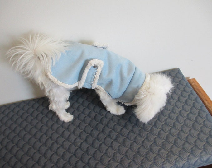 Dog Clothes Blue Sherpa on Swede Top Velcro Closure Small Etsy