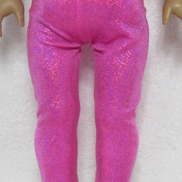 18 Inch Doll Hot Pink Glitter Spandex Leggings Elastic Waist Handmade
