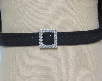 18 Inch Doll  Square Buckle Black with Sparkles Fabric Belt
