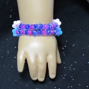 18 Inch Doll Jewelry Taylor Travis Letter Beads Strung on Elastic with Pink and Purple Glass Beads image 4