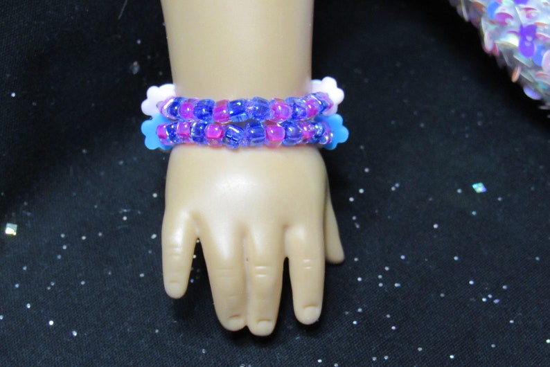 18 Inch Doll Jewelry Taylor Travis Letter Beads Strung on Elastic with Pink and Purple Glass Beads image 4