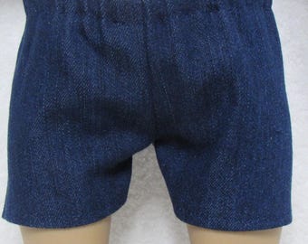 18 Inch Doll Dark Blue Jean Shorts Denim with Elastic Waist Handmade