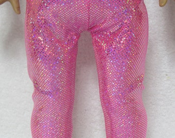 18 Inch Doll Hot Pink Sparkle Leggings Spandex Handmade Elastic Waist