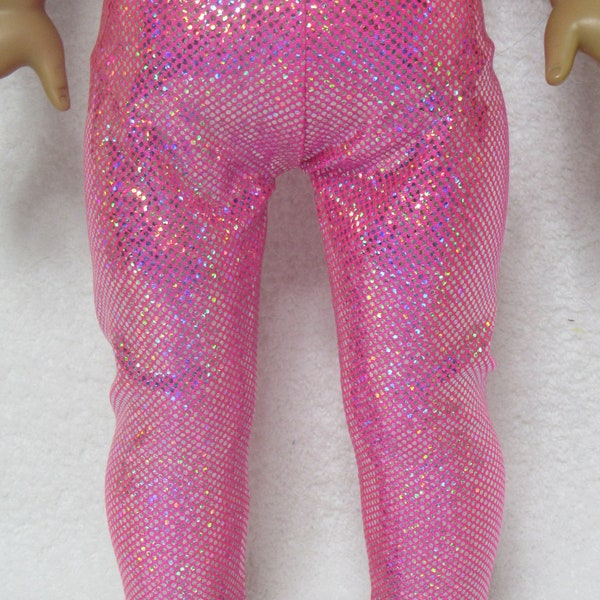 18 Inch Doll Hot Pink Sparkle Leggings Spandex Handmade Elastic Waist