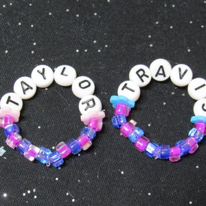 18 Inch Doll Jewelry Taylor Travis Letter Beads Strung on Elastic with Pink and Purple Glass Beads image 2