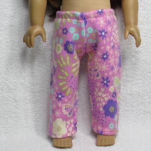 18 Inch Doll Pink Print Sweatshirt Fabric Pants with Elastic Waist Handmade