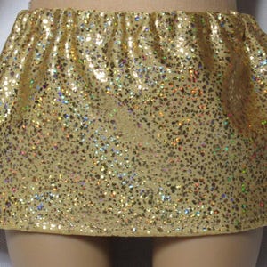 18 Inch Doll Gold Glitter Spandex Skirt with Elastic Waist Handmade
