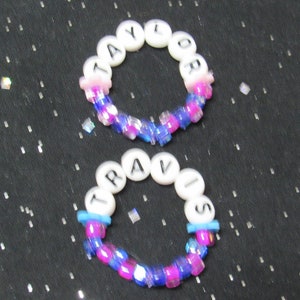 18 Inch Doll Jewelry Taylor Travis Letter Beads Strung on Elastic with Pink and Purple Glass Beads image 3