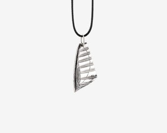 Windsurfing sail pendant, sterling silver