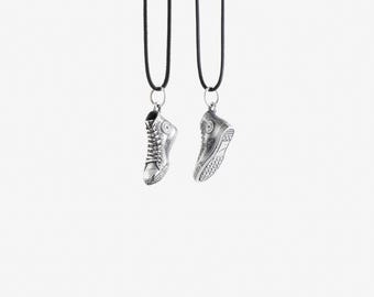 Handmade Sterling Silver 925 Sneaker Pendant | Mini Converse Charm Necklace 24mm