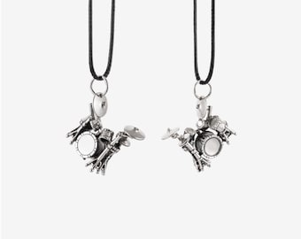 Handmade Sterling Silver 925 Drum Set Pendant | Miniature Drums Music Charm 20mm