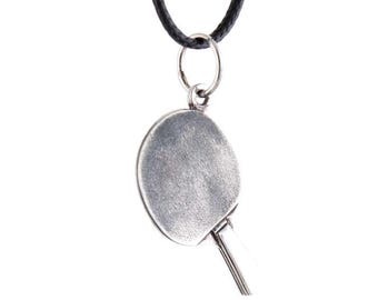 Handmade Table Tennis Paddle Necklace - Sterling Silver Ping Pong Racket Pendant - Sport Jewelry Gift for Coach or Player
