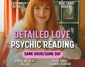 Detailed Love Psychic Reading - Same Hour Psychic Reading, Future Soulmate, Love and Relationships, Medium Advice, Tarot Reading, Ex, 1 HR