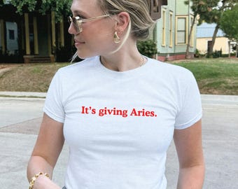 It’s Giving Aries T-Shirt | Aries Zodiac Shirt | Astrology Graphic Tee | Aries Season Outfit | Horoscope Tee | Zodiac Sign Shirt Women