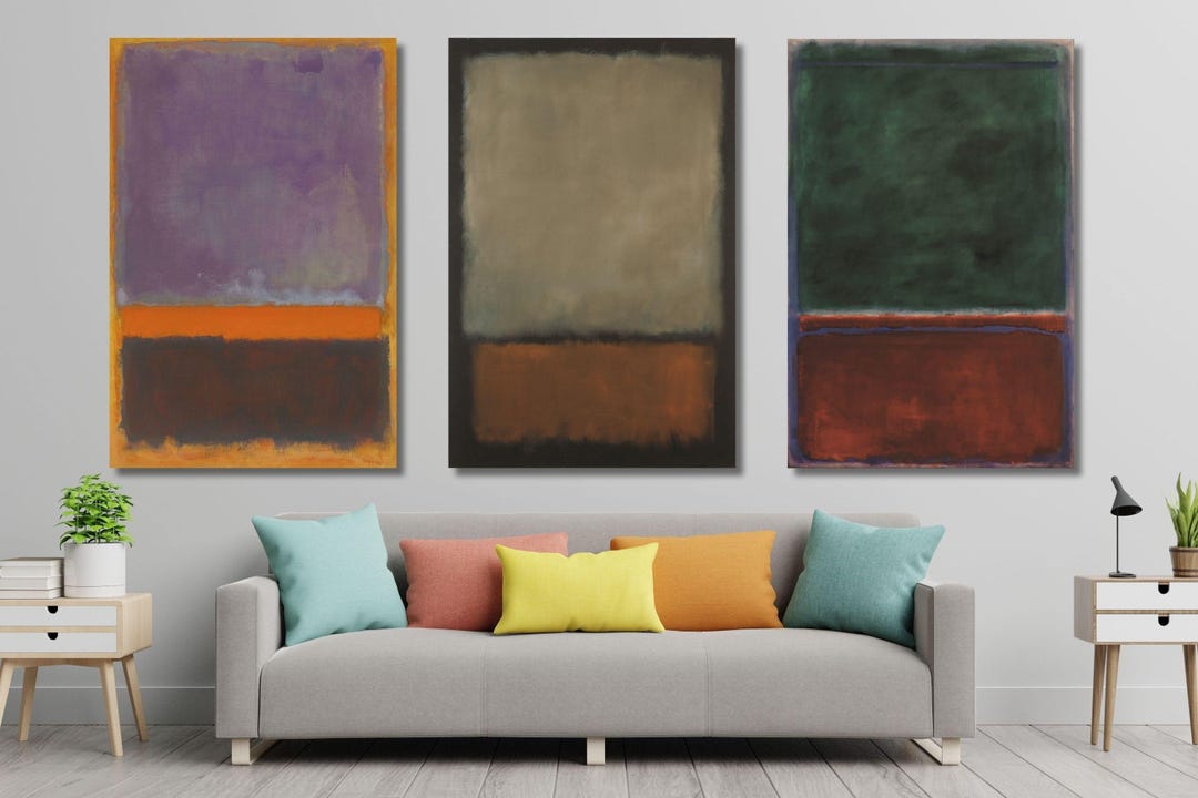 Mark Rothko Pastels Set of 3 Mark Rothko Green Gray Pastel Colors Canvas Wall Art, Rothko ...